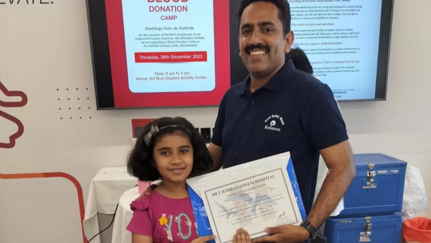 Blood Donation Camp at Jio Institute in collaboration with Dr. L.H. Hiranandani Hospital, Powai